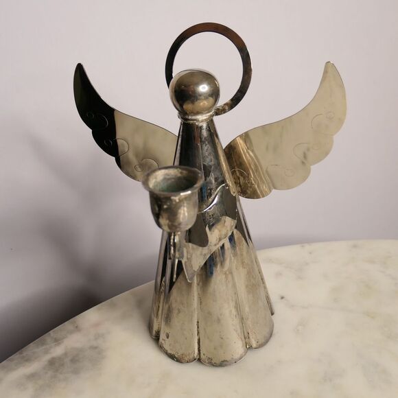 Other - Vintage silverplated angel candleholder minimalist with halo - retro